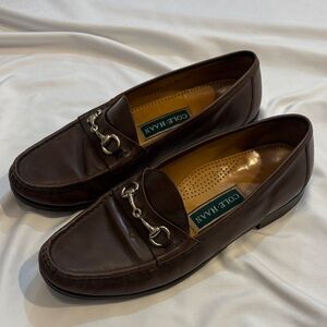 Cole Haan Ascot II Loafer, Chocolate Brown Leather, Gold Horsebit Buckle, 10